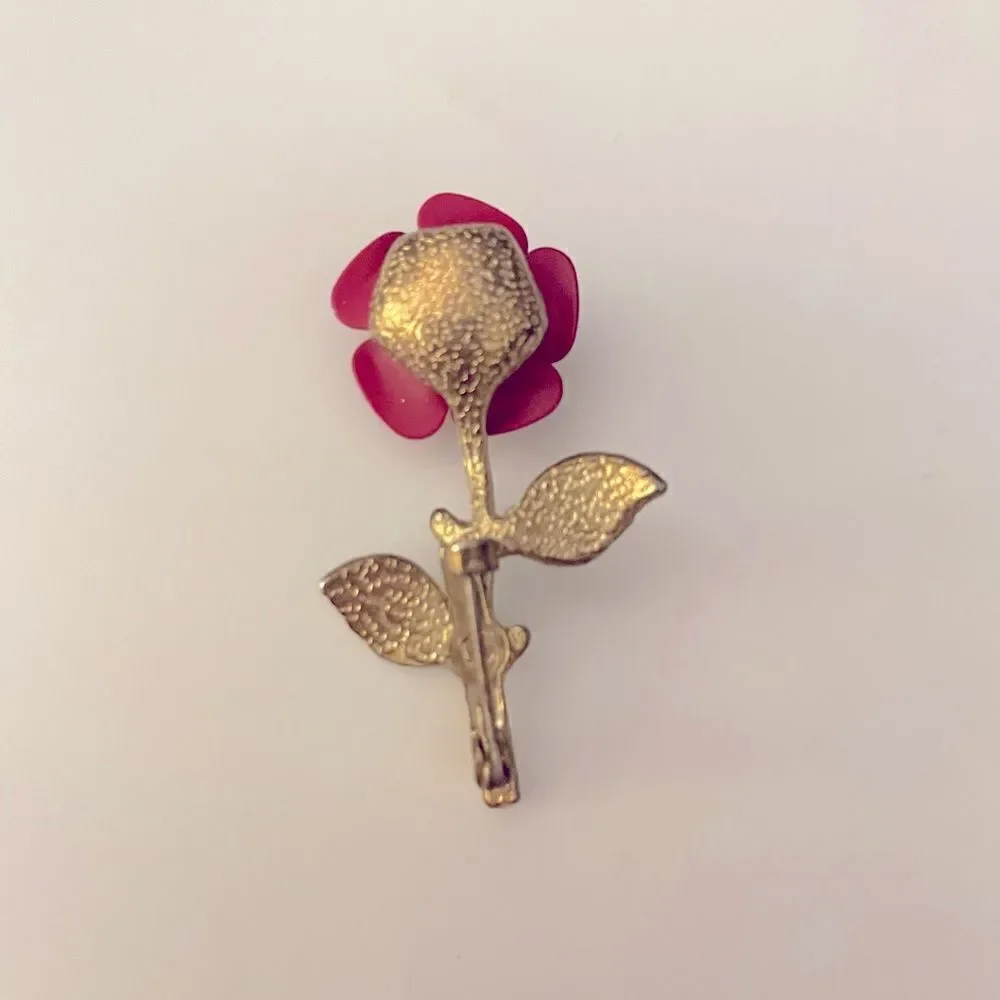 Red Rose Metal Brooch